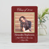 Aankondiging van het Afstuderen Burgundy Elegance (Staand voorkant)