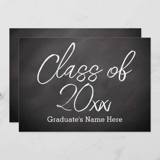 Aankondiging van het Afstuderen Chalkboard Script (Voorkant / Achterkant)