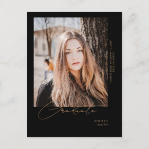 Aankondiging van het Afstuderen Foto Black in bewe Briefkaart