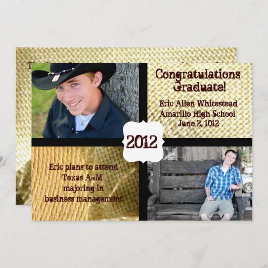 Aankondiging van het Afstuderen LandenBurlap (Voorkant / Achterkant)