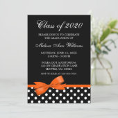 Aankondiging van het Afstuderen Oranje Bow Polka D (Staand voorkant)