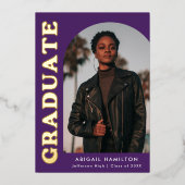 Aankondiging van het Afstuderen Paarse en goudvond (Voorkant)