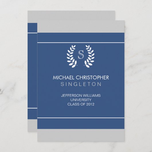 Aankondiging van het Afstuderen University Blue &  (Voorkant / Achterkant)