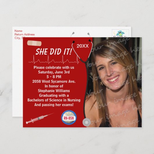 Aankondiging van het Afstuderen van de medische en (Voorkant / Achterkant)