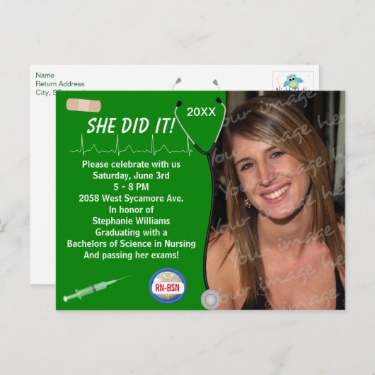 Aankondiging van het Afstuderen van de medische en (Voorkant / Achterkant)