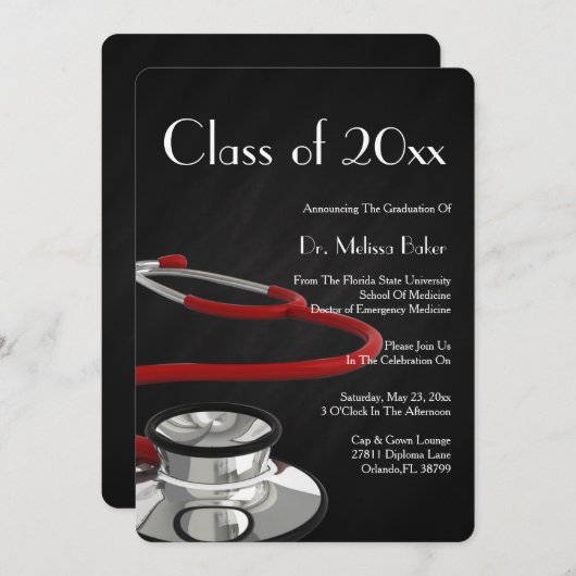 Aankondiging van het Afstuderen van de Stethoscoop (Voorkant / Achterkant)