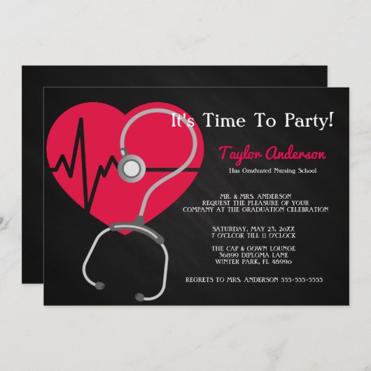 Aankondiging van het Afstuderen van de Stethoscoop (Voorkant / Achterkant)