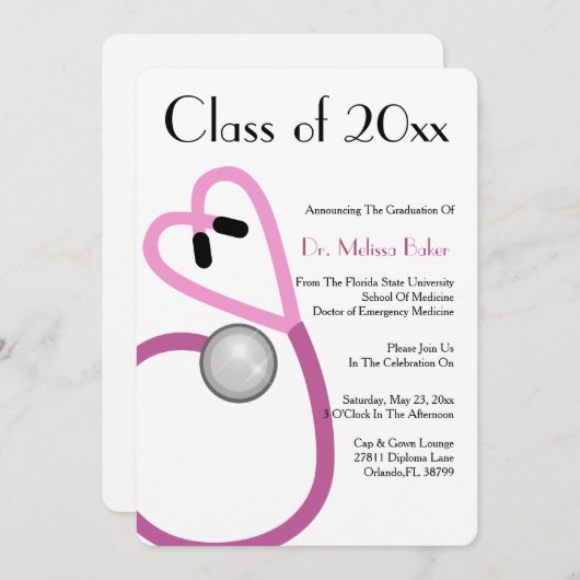 Aankondiging van het Afstuderen van de Stethoscoop (Voorkant / Achterkant)