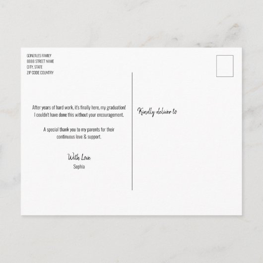 Aankondiging van het Afstuderen van de Universitei (Achterkant)