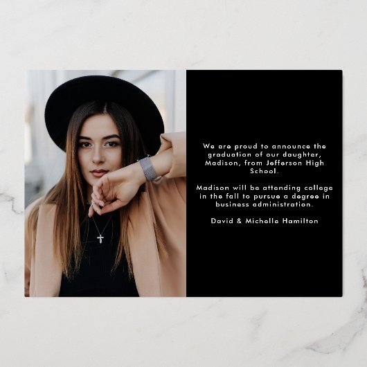 Aankondiging van het Afstuderen van Elegant Afstud (Achterkant)