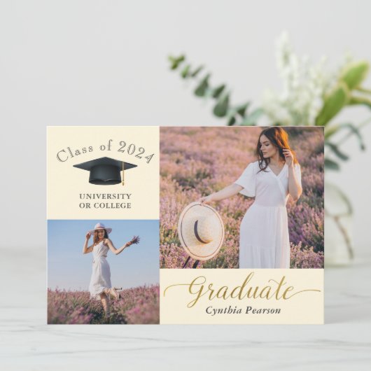 Aankondiging van het Afstuderen van Elegant Beige (Staand voorkant)