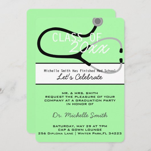 Aankondiging van het Afstuderen van Stethoscoop Me (Voorkant / Achterkant)