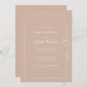 Aankondiging van het Baby shower van het Roos van  (Voorkant / Achterkant)