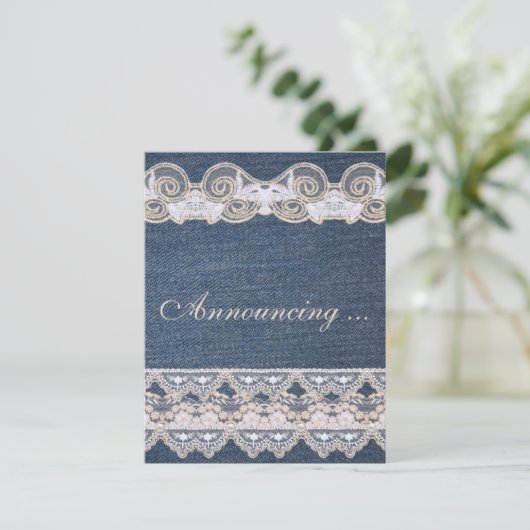 Aankondiging van het huwelijk  Denim en Lace (Staand voorkant)