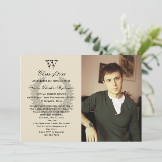 Aankondiging van het klassieke monogram-Afstuderen (Staand voorkant)