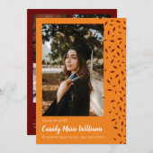 Aankondiging van het Maroon Oranje Confetti Afstud (Voorkant / Achterkant)