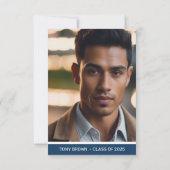 Aankondiging van het Modern Blue White Photo Afstu (Achterkant)