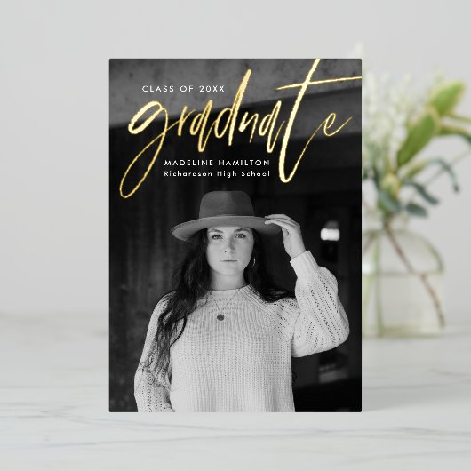 Aankondiging van het Modern Gold Foil Script Afstu (Staand Voorkant)