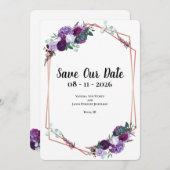 Aankondiging van het Paarse Floral Wedding Save th (Voorkant / Achterkant)