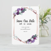 Aankondiging van het Paarse Floral Wedding Save th (Staand voorkant)