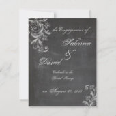 Aankondiging van het Verloving Chalkboard Floral (Achterkant)