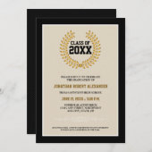 Aankondiging van Laurel Wreath Afstuderen (zwart) (Voorkant / Achterkant)