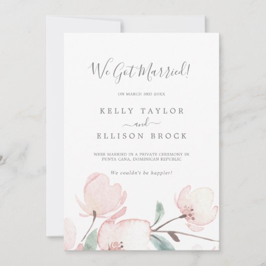 Aankondiging van lentescherry Blossom Elopement (Voorkant)