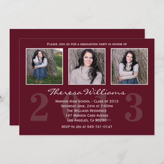 Aankondiging van Maroon Afstuderen (Voorkant / Achterkant)