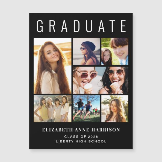 Aankondiging van modern 8-fotozwart Afstuderen (Voorkant)