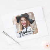 Aankondiging van modern Afstuderen voor foto's B Vierkante Sticker (Envelop)