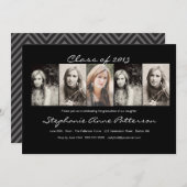 Aankondiging van modern Chic 5-fotoAfstuderen |Zwa (Voorkant / Achterkant)