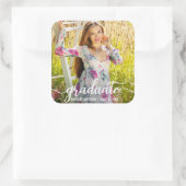 Aankondiging van modern script Afstuderen Foto W Vierkante Sticker (Tas)