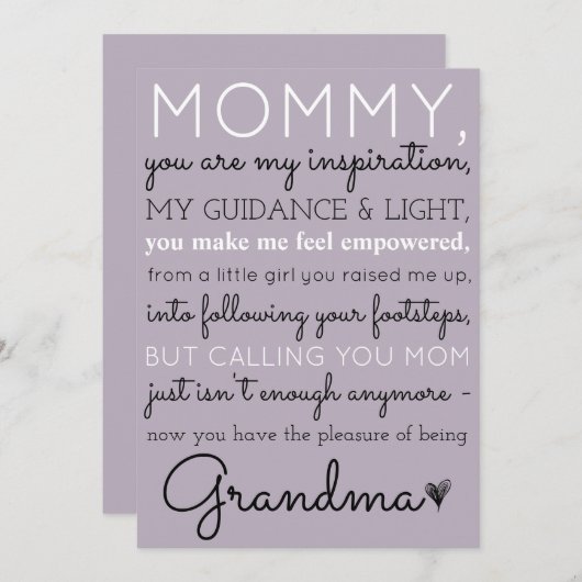 Aankondiging van moeder op grootmoeder klinkende z (Voorkant / Achterkant)