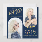 Aankondiging van Navy Blue 2 Arched Photo Afstuder (Voorkant)