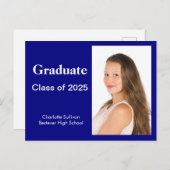 Aankondiging van Navy Blue Afstuderen Briefkaart (Voorkant / Achterkant)