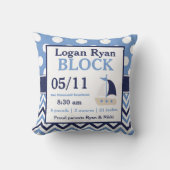 Aankondiging van Navy Blue Sailboat Baby Pillow Kussen (Voorkant)