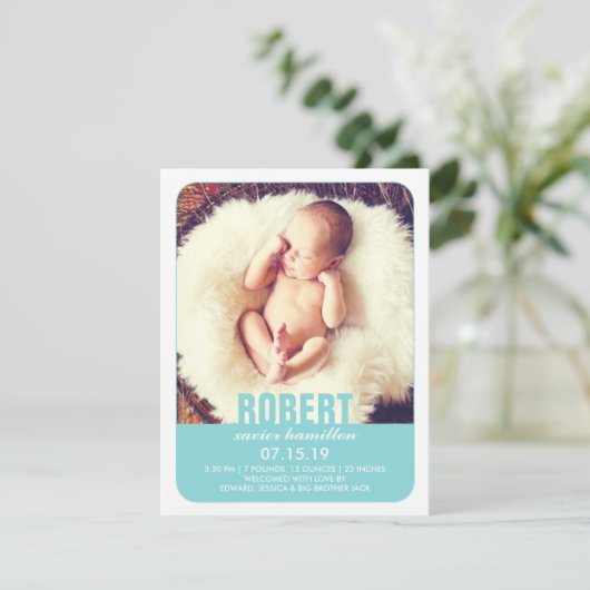 Aankondiging van New Baby Boy Photo Flat (Staand voorkant)