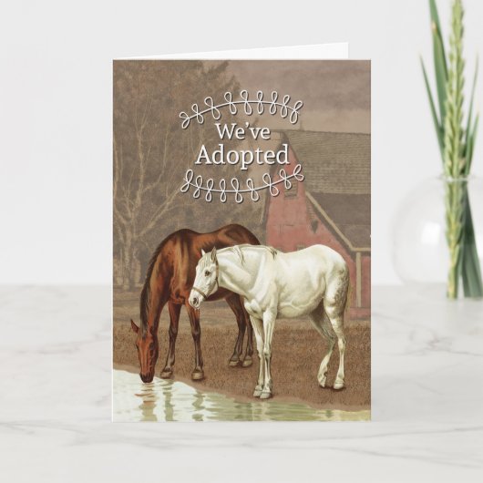 Aankondiging van paardenadoptie met twee paarden (Voorkant)