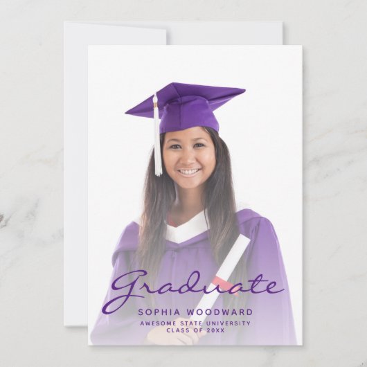 Aankondiging van Paarse Afstuderen voor foto's (Voorkant)