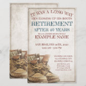 Aankondiging van pensionering met oude laarzen (Voorkant / Achterkant)