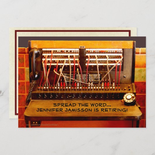 Aankondiging van pensionering,  telefoonschakelbor (Voorkant / Achterkant)