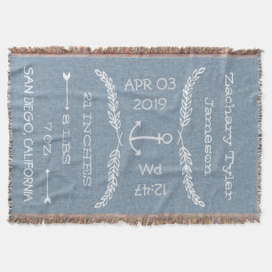 Aankondiging van persoonlijke babyjongen/geboortec deken