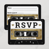Aankondiging van Retro Cassettebandje Wedding RSVP (Voorkant / Achterkant)