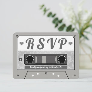 Aankondiging van Retro Cassettebandje Wedding RSVP