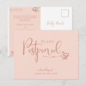 Aankondiging van roos Gold Postponement Wedding Briefkaart (Voorkant / Achterkant)