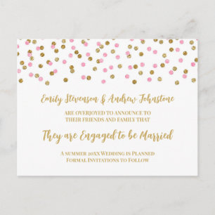 Aankondiging van roze goudConfetti Verloving