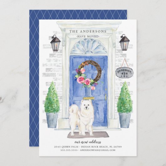 Aankondiging van Samoyed-voordeurbewegingen (Voorkant / Achterkant)