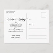 Aankondiging van script-Afstuderen Briefkaart (Achterkant)