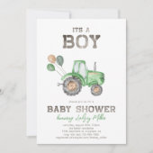 Aankondiging van tractorBaby shower | Groene tract (Voorkant)