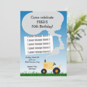 Aankondiging van trekkers: Gele tractor (Staand voorkant)